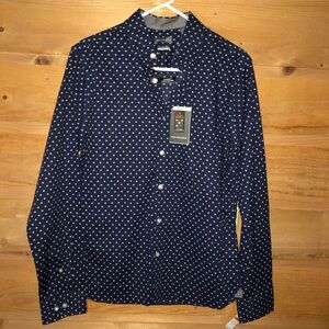 Van Heusen Never Tuck Slim Fit Dress Shirt NWT MSRP $60 blue/purple size S 14.5